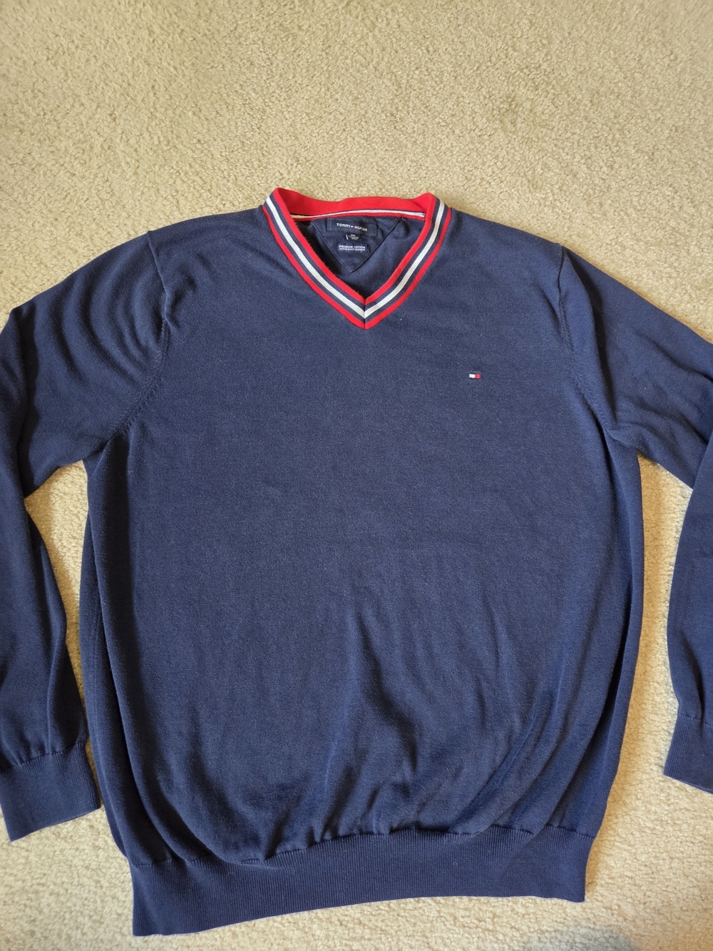 Tommy Hilfiger Men’s Navy Blue V-Neck Sweater Size XXL